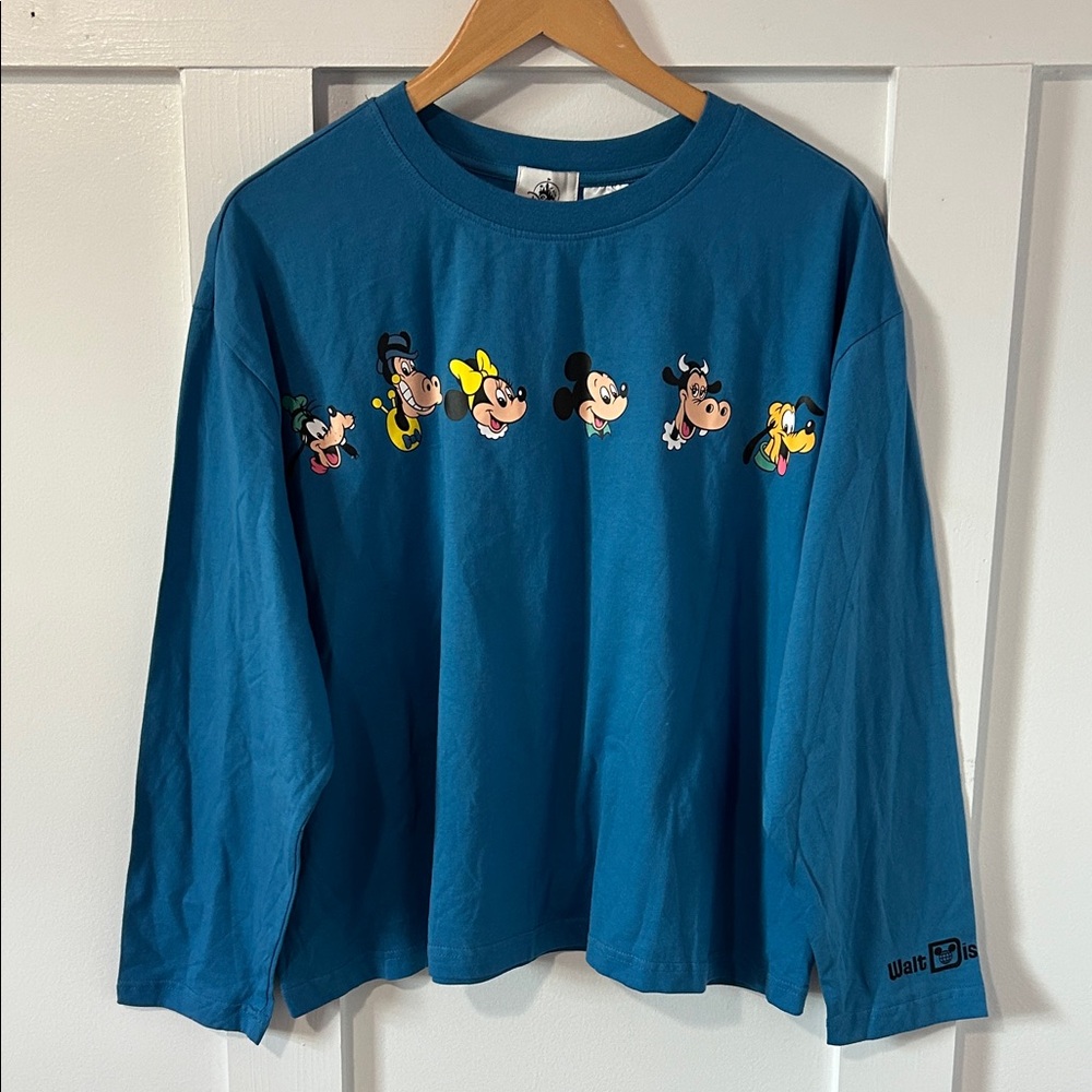 Disney Teal Long Sleeve Tee with Classic Character Faces